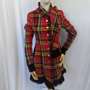 Betsey Johnson Flannel Knit Jacket Heavy Multicolour Size Small